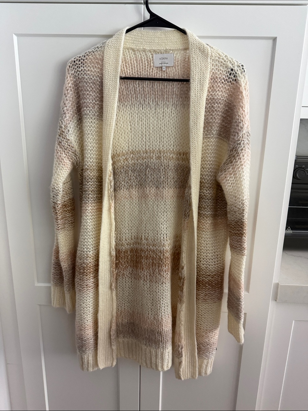 Numph Cream, Tan & Light Brown Open Knit Cardigan size Small